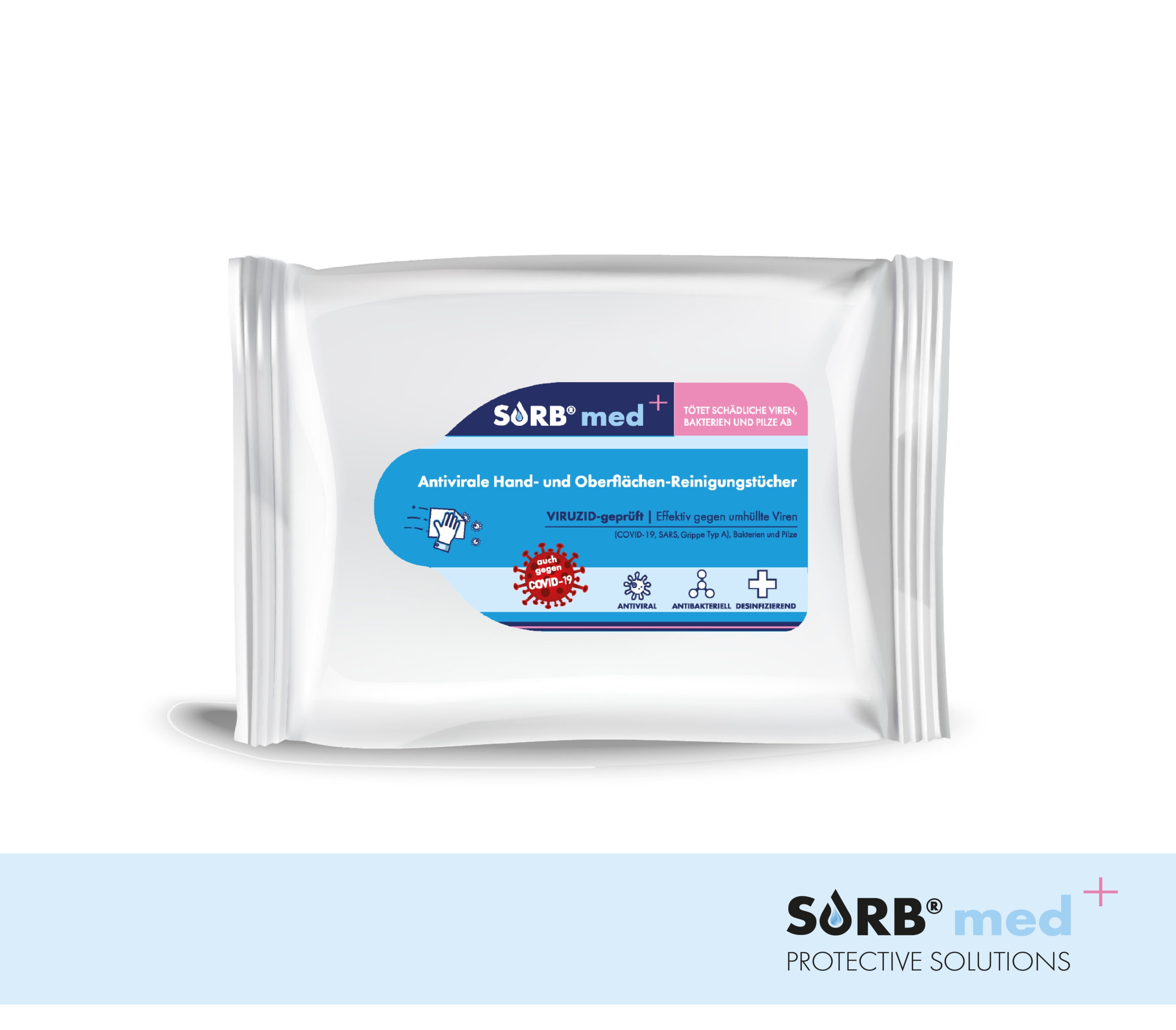 SORB®med Antivirale Hand- und Oberflächen-Reinigungstücher Flowpack (AV-FP)