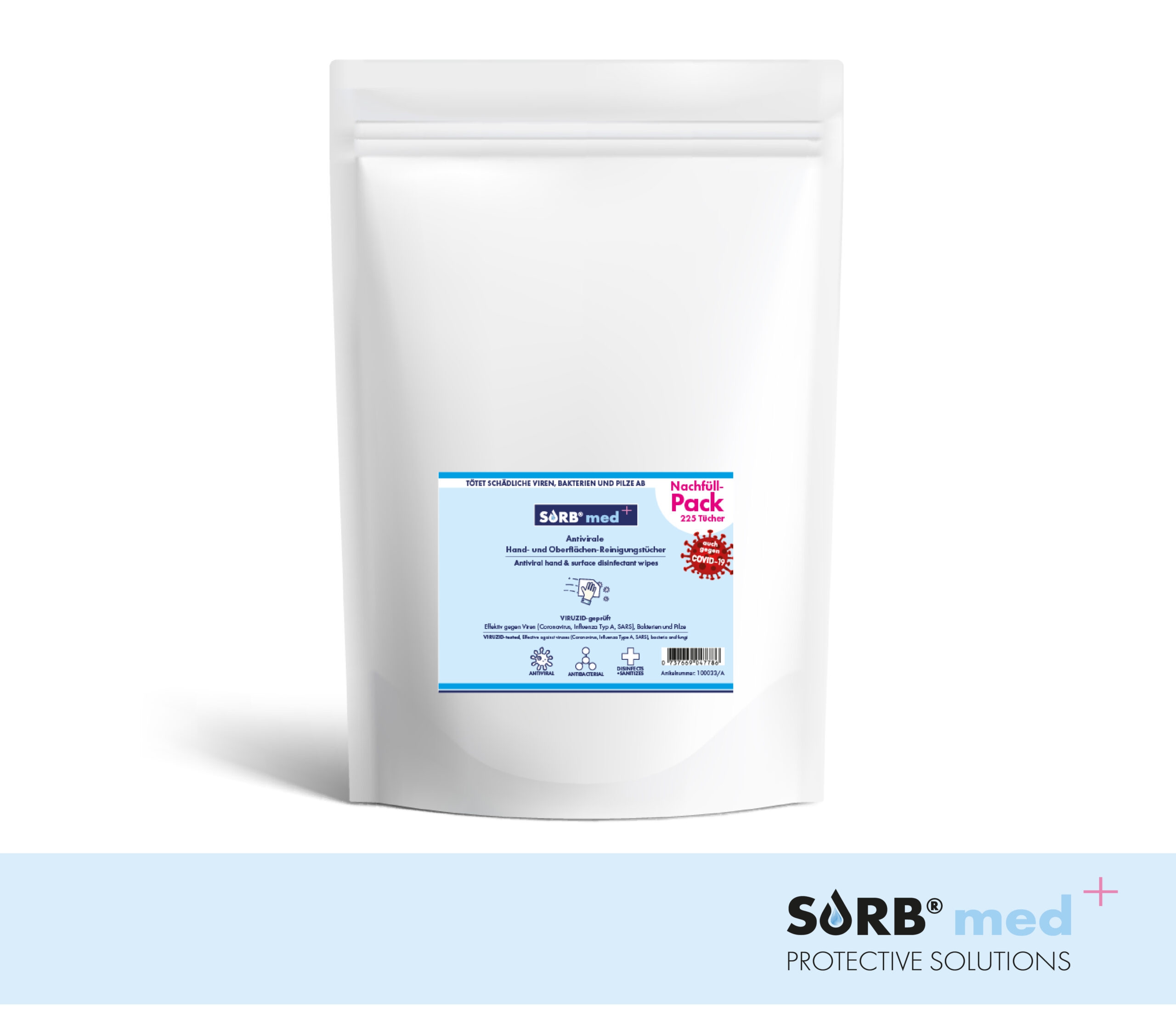 SORB®med Antivirale Hand- und Oberflächen-Reinigungstücher (AV) Nachfüllpack